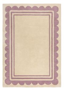 Lila-natúr színű kézi szövésű gyapjú szőnyeg 160x230 cm Lois Scallop – Flair Rugs