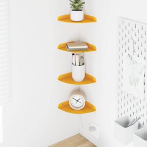 Lebegő polc polcokkal 4 pcs Mustár sárga 15 x 15 x 2 cm