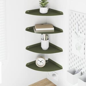 Lebegő polc polcokkal tárolóval 4 pcs Olajzöld 24 x 24 x 2 cm
