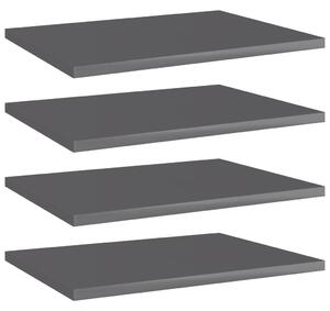 4 db magasfényű szürke forgácslap könyvespolc 40 x 30 x 1,5 cm