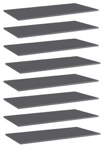 8 db magasfényű szürke forgácslap könyvespolc lap 80x30x1,5 cm
