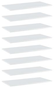 8 db magasfényű fehér forgácslap könyvespolc lap 80x40x1,5 cm