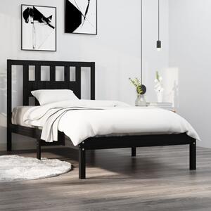 VidaXL fekete tömör fenyőfa ágykeret 100 x 200 cm
