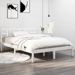 King Size fehér tömör fa ágykeret 150 x 200 cm