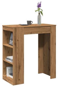 Kézműves tölgy szerelt fa bárasztal tárolókkal 95x47x103,5 cm