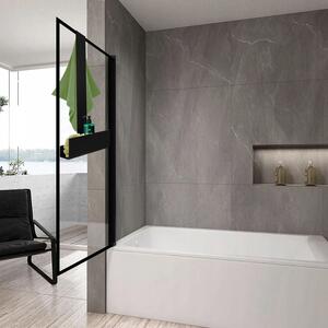 Rea Tori, fürdőszobai függesztőpolc 40x9,5x75,5 cm, fekete matt, REA-85000