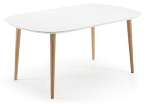 Fehér bővíthető étkezőasztal fehér asztallappal 100x160 cm Oqui – Kave Home