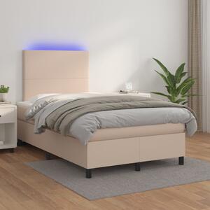 Cappuccino színű műbőr rugós ágy matraccal és LED-del 120x200cm