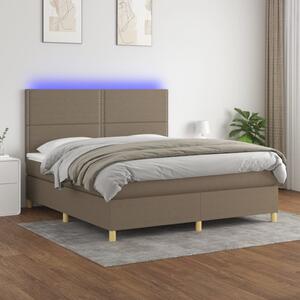 Tópszínű szövet rugós és LED-es ágy matraccal 160x200 cm