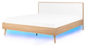 Ágy LED világítással SERRIS 160 x 200 cm Világosbarna