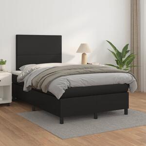 VidaXL fekete műbőr rugós ágy matraccal 120 x 200 cm
