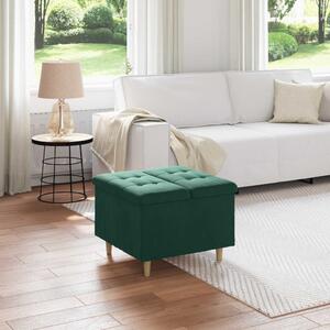 Tároló oszmán párnával Sötétzöld 60 x 60 x 45 cm Bársony