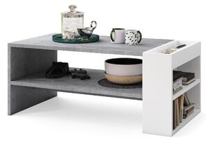 NEFRI Millenium beton/ Fehér matt - MODERN Dohányzóasztal polccal