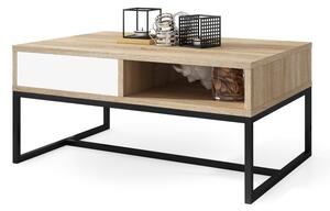 NYX Sonoma Tölgy/Fehér matt - MODERN Dohányzóasztal fiókkal, LOFT