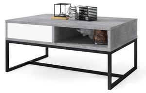 NYX Millenium beton/ Fehér matt - MODERN Dohányzóasztal fiókkal, LOFT