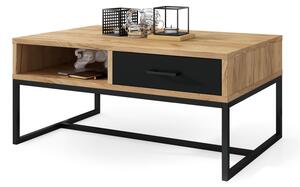 NYX Craft Arany tölgy / Fekete Matt - MODERN Dohányzóasztal fiókkal, LOFT