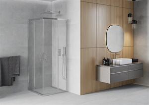 Mexen Rio szögletes zuhany 80 x 80 cm, 5 mm-es üveg, króm profil-átlátszó üveg, átlátszó-króm, 860-080-080-01-00