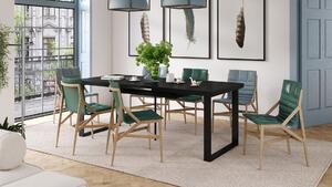 AVELLA Fekete Matt - Loft stílusú asztal nappaliba/étkezőbe kinyitható akár 3,1 m-ig!