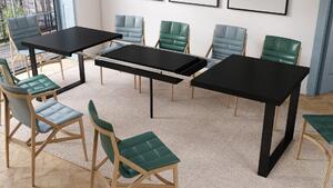 AVELLA Fekete Matt - Loft stílusú asztal nappaliba/étkezőbe kinyitható akár 3,1 m-ig!