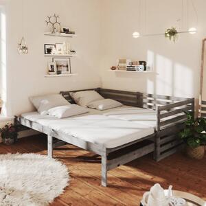 VidaXL szürke tömör fenyőfa kihúzható kanapéágy 2 x (90 x 200) cm