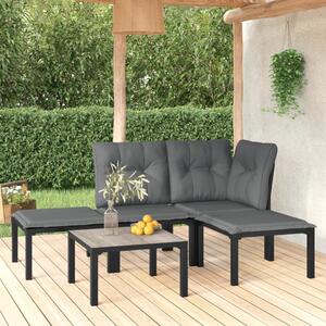 VidaXL 5 részes fekete-szürke polyrattan kerti ülőgarnitúra