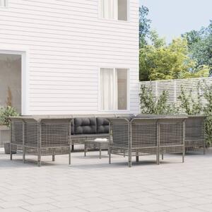 VidaXL 13 részes szürke polyrattan kerti ülőgarnitúra párnákkal