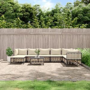 9 részes antracitszürke polyrattan kerti ülőgarnitúra párnákkal
