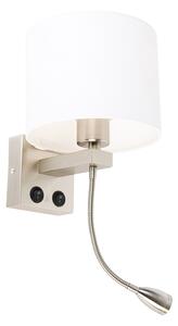 Acél fali lámpa flexibilis karral és árnyékolóval fehér 18 cm - Brescia Combi