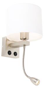 Acél fali lámpa flexibilis karral és árnyékolóval fehér 18 cm - Brescia Combi
