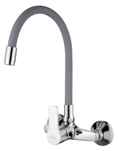Invena Verso, falra szerelhető konyhai csaptelep 150mm elasztikus karral, szürke-króm, INV-BC-82-E5S-L