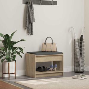 VidaXL Előtér pad Sonoma tölgy 63 x 38 x 45 cm Műanyag Fa és Szövet