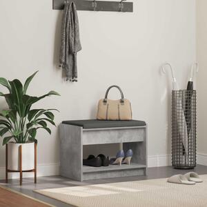 Előtér pad Beton Szürke 63 x 38 x 45 cm Műanyag Fa és Szövet