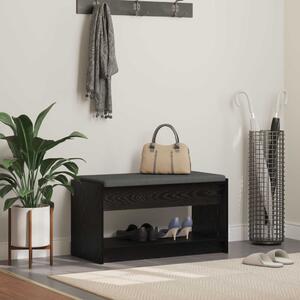 VidaXL Előtér pad Fekete Tölgy 83 x 38 x 45 cm Műanyag Fa és Szövet