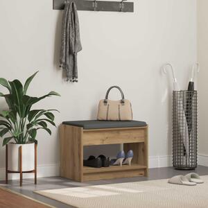 VidaXL Előtér pad Kézműves Tölgy 63 x 38 x 45 cm Műanyag Fa és Szövet