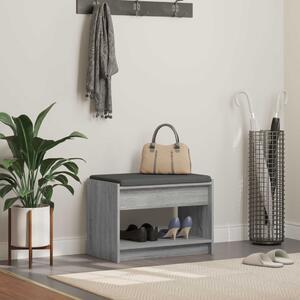 VidaXL Előtér pad Szürke Sonoma 63 x 38 x 45 cm Műanyag Fa és Szövet