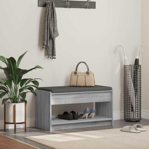Előtér pad Szürke Sonoma 83 x 38 x 45 cm Műanyag Fa és Szövet