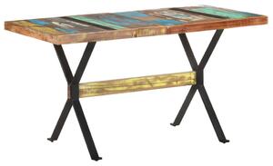 Tömör újrahasznosított fa étkezőasztal 140 x 70 x 76 cm