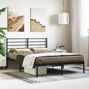 VidaXL fekete fém ágykeret fejtámlával 140 x 200 cm