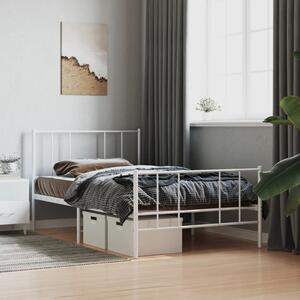 VidaXL fehér fém ágykeret fej- és lábtámlával 90x200 cm