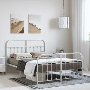 VidaXL fehér fém ágykeret fej- és lábtámlával 135x190 cm