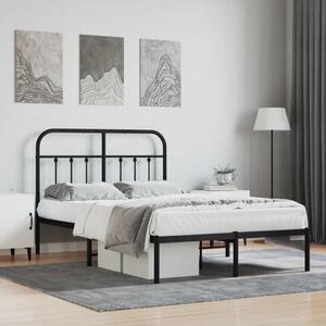 VidaXL fekete fém ágykeret fejtámlával 120 x 190 cm