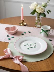 Sinsay - Kerámia tányér "eat your greens!" felirattal és rózsaszín peremmel - pasztellpink