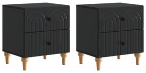 VidaXL Éjjeliszekrény 2 pcs Fekete 43 x 34,5 x 48 cm Szerelt Fa