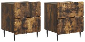 VidaXL Éjjeliszekrény fiókkal 2 pcs Füstös Tölgy 43 x 34,5 x 49,5 cm