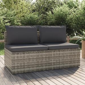 2 személyes szürke polyrattan kerti kanapé párnával