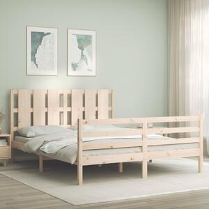 VidaXL tömör fa ágykeret fejtámlával King Size
