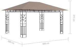 VidaXL tópszínű pavilon szúnyoghálóval/LED fényfüzérrel 4 x 3 x 2,73 m