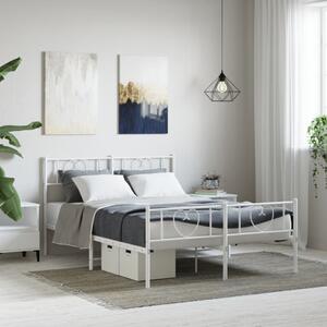 VidaXL fehér fém ágykeret fej- és lábtámlával 160x200 cm
