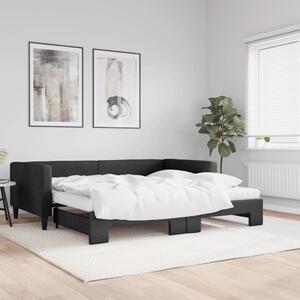 VidaXL fekete kihúzható szövet heverő matracokkal 100 x 200 cm