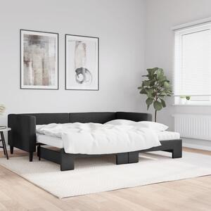 VidaXL fekete kihúzható szövet heverő matracokkal 90 x 200 cm